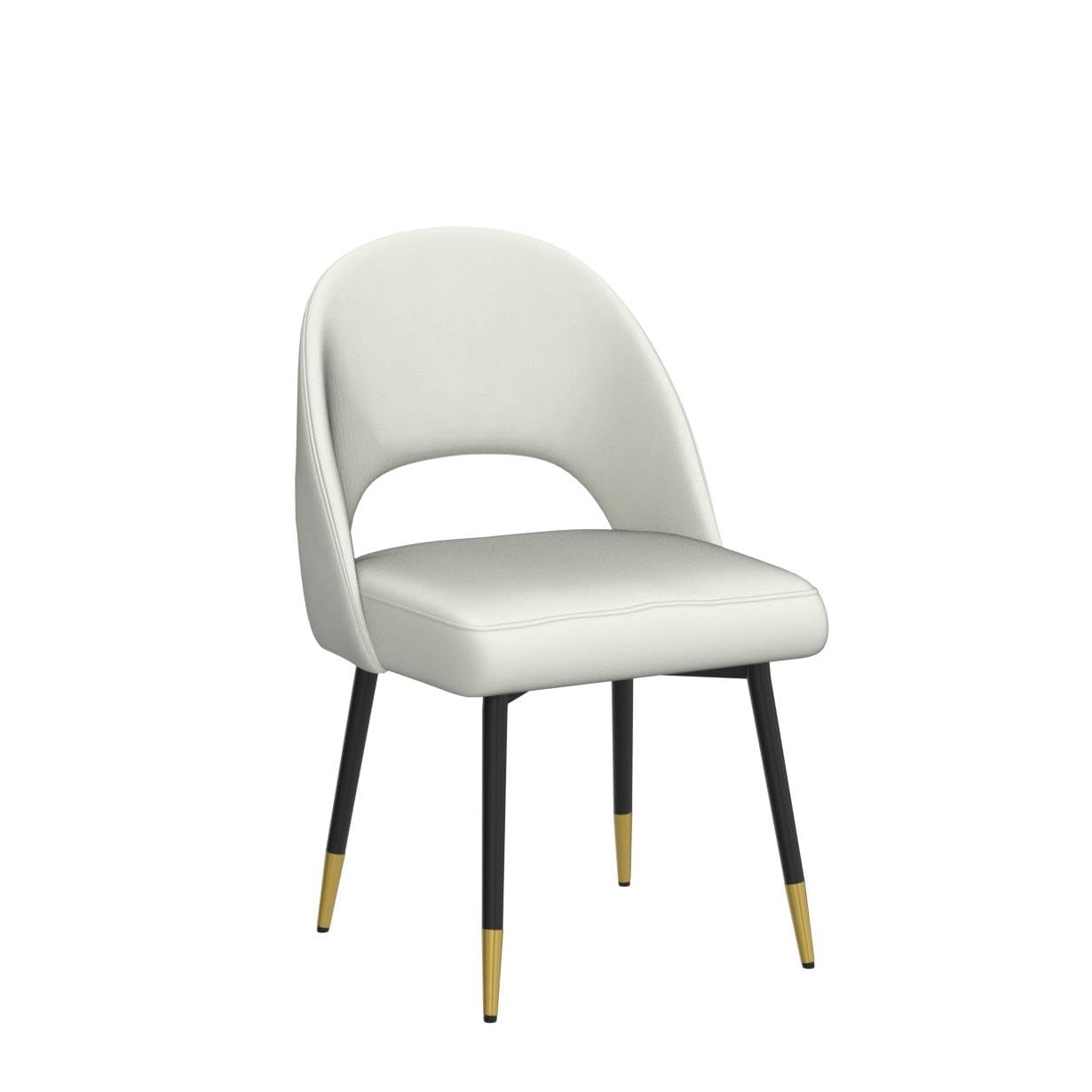 LukeAlon Classic Velvet Dining Chairs Set of 4 - Mid Century Modern Upholstered Armless Side Chairs with Open Back & Metal Legs for Kitchen, Dining Room - Beige Velvet Seating for Home Decor & Entertaining