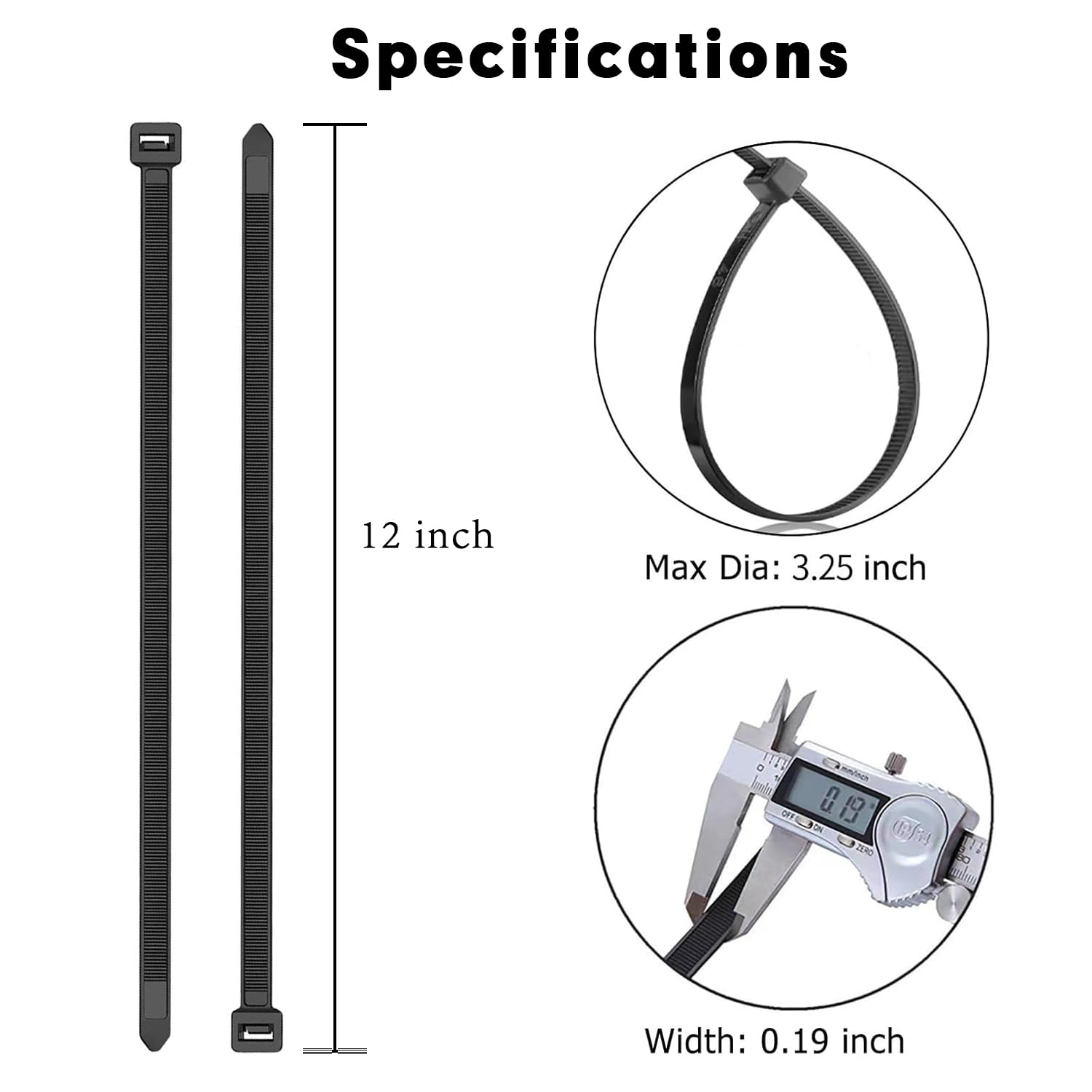KAMOTA 1500pcs 12-Inch Heavy Duty Nylon Zip Ties - 50lb Tensile Strength, UV Resistant Self-Locking Cable Ties for Indoor & Outdoor Use - Perfect for Organizing Wires, Securing Plants & DIY Projects