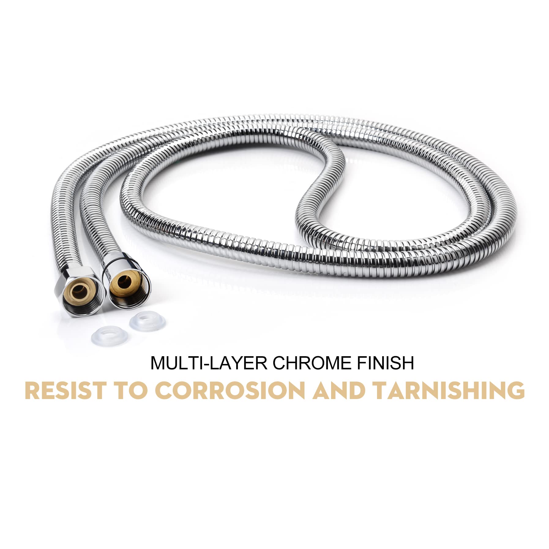 Extra Long 118 Inch Shower Hose - Brushed Chrome Handheld Shower Head Hose with Brass Insert & Nut - Lightweight & Flexible for Bathroom, RV, and Mobile Home Use