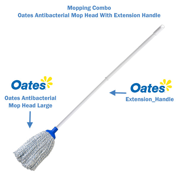 Oates Domestic Mopping Combo - Microfiber Mop Head with Adjustable Handle for Hardwood Floors & Tile - Perfect for Kitchen, Bathroom & Home Cleaning