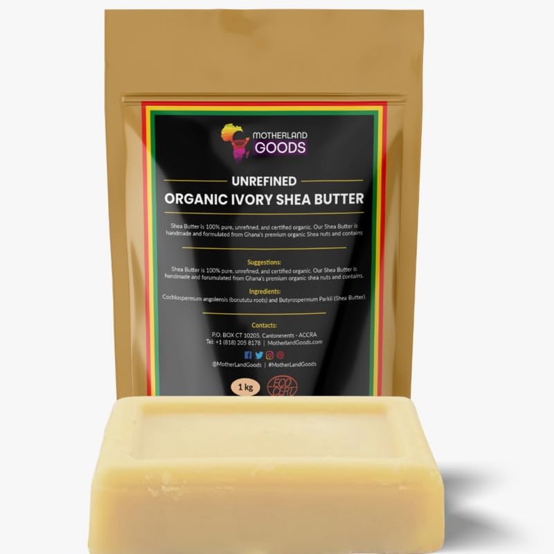 100% Pure Raw Unrefined Organic Ivory Shea Butter - 5 lbs | All-Natural Moisturizer for Dry Skin, DIY Body Butter & Hair Care | Perfect for Skincare, Massage & Soap Making