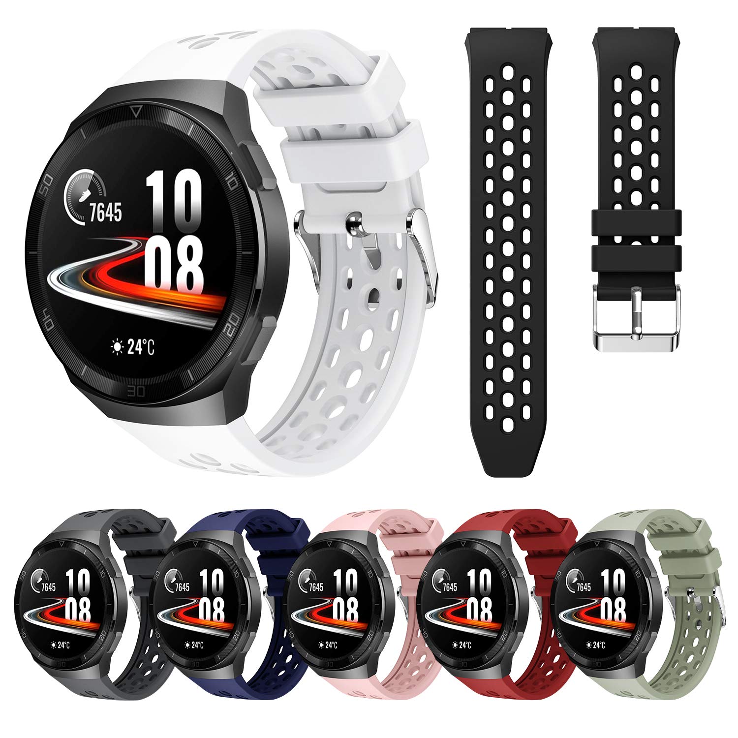 Replacement Bands Compatible with Huawei Watch GT2E - Soft Silicone Sport Wristband for Women & Men - Adjustable, Durable & Comfortable for Running, Workouts & Daily Wear