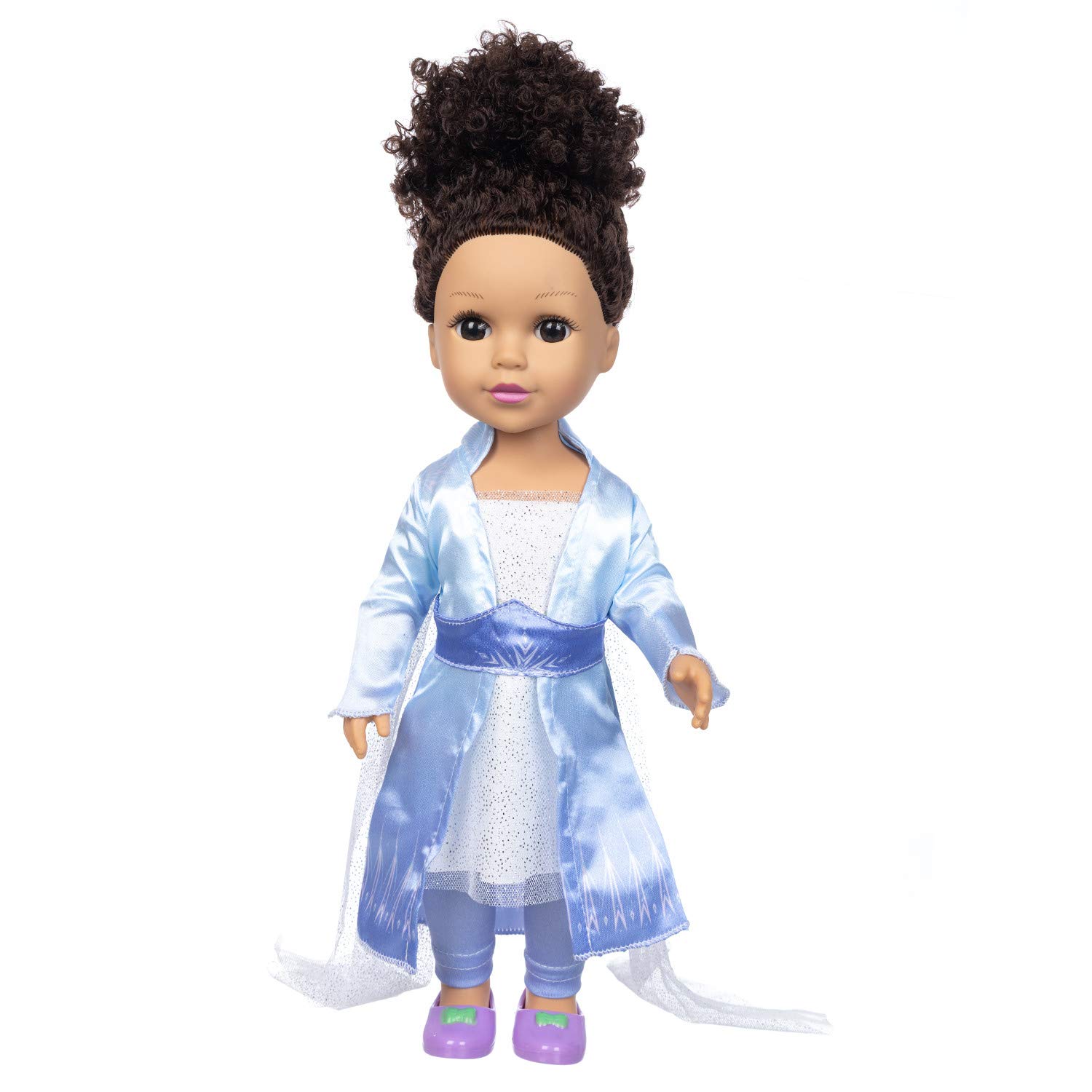 African American Baby Doll with Curly Hair - Realistic Reborn Toy for Kids, 35cm, Includes Clothes & Headdress - Perfect Gift for Birthdays & Pretend Play