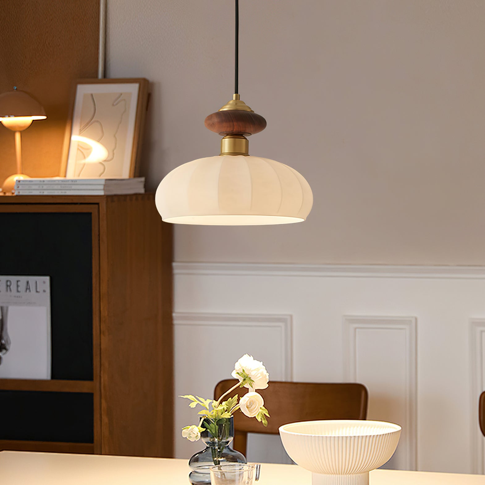 Bailey Glass Pendant Light - Modern Hanging Light Fixture for Kitchen Island, Dining Room & Bedroom - Elegant Home Decor Lighting