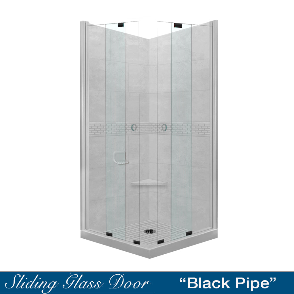 Portland Cement Sistine Stone & Classic Stone Accent DIY Shower Remodel Kit - Waterproof Corner Tile for Bathroom Renovation and Home Improvement Projects