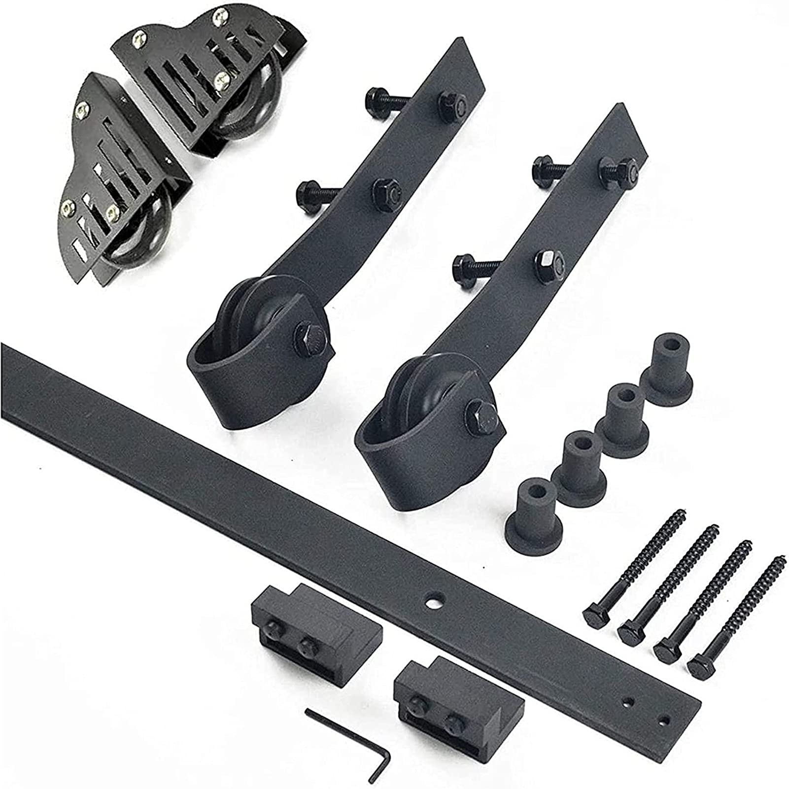 11.2ft Sliding Barn Door Hardware Kit - Complete Rail System with Extension for Home, Loft & Library - Heavy Duty Ladder Hanging Track - Indoor Use for Rustic & Modern Spaces (340cm/11.2ft) - Perfect for Bedrooms, Closets & Room Dividers