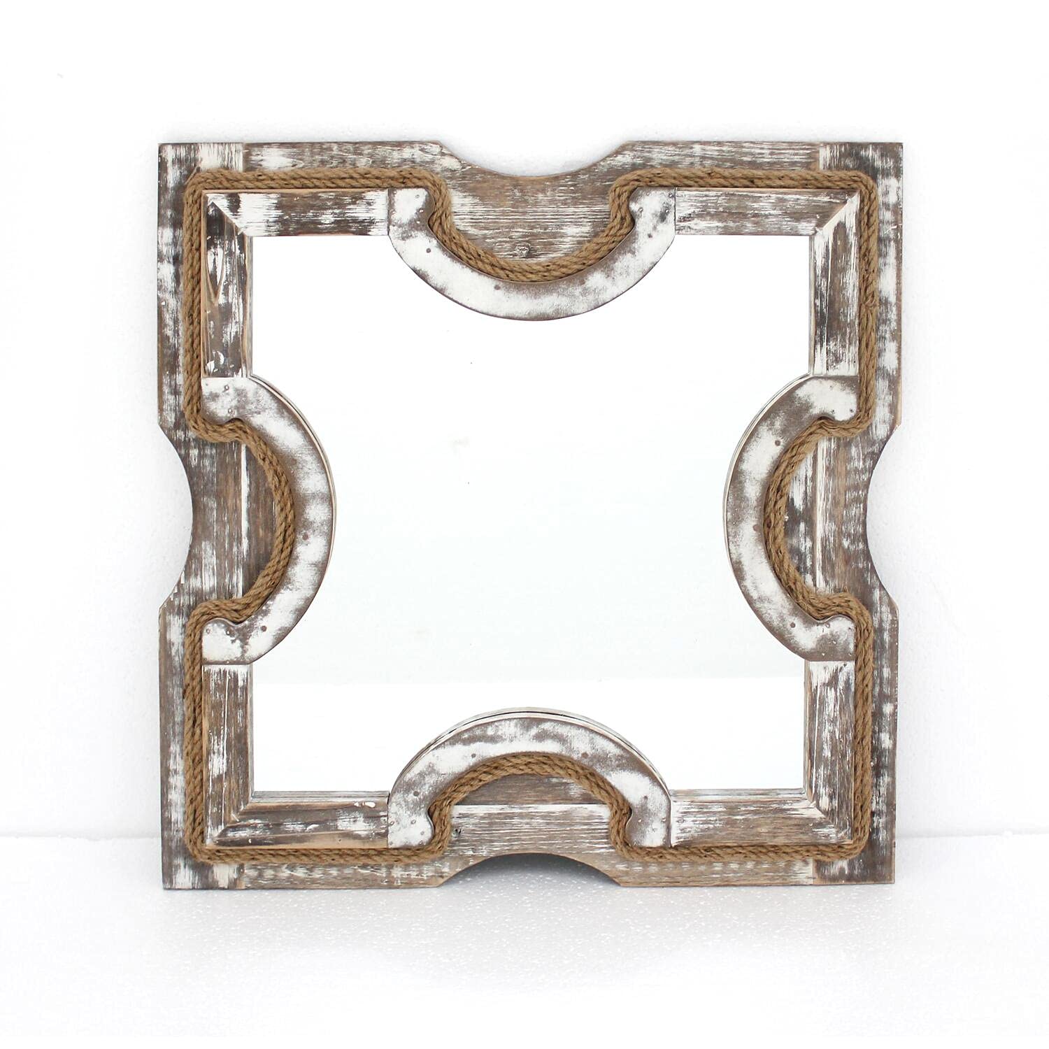 WD-034 Rustic Wood Wall Mirror - Handcrafted Full-Length Decorative Mirror for Bedroom, Living Room & Entryway