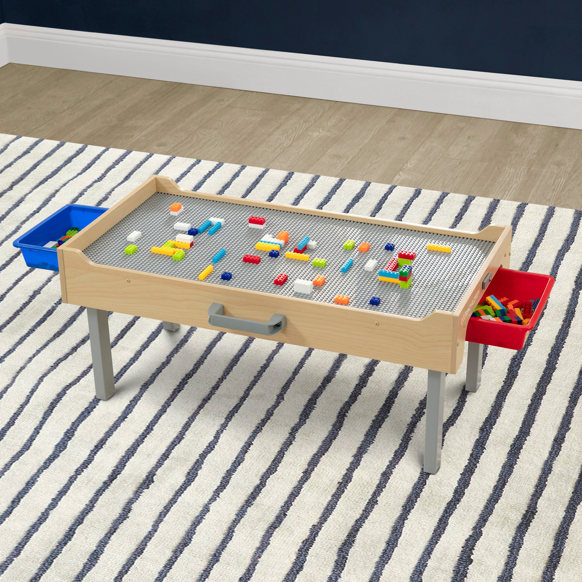 Play N Store Kids Building Bricks Play Table with 100+ Colorful Bricks - STEM Learning Toy for Creative Play, Room Organization & Toddler Activities