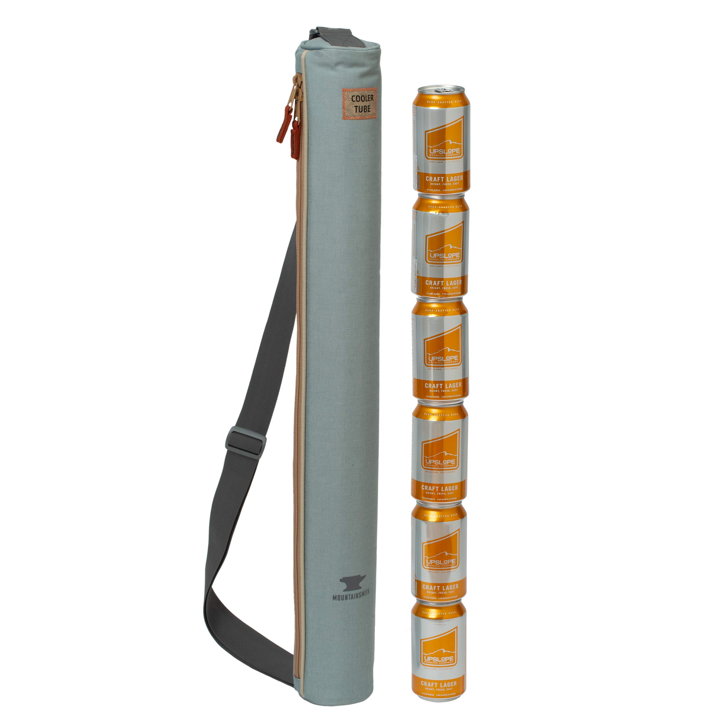 Mountainsmith Soft-Sided Insulated 6-Can Cooler Sleeve with 2-Way Zipper & Adjustable Shoulder Strap - Portable Beer & Soda Cooler for Camping, Hiking, Beach & Outdoor Adventures