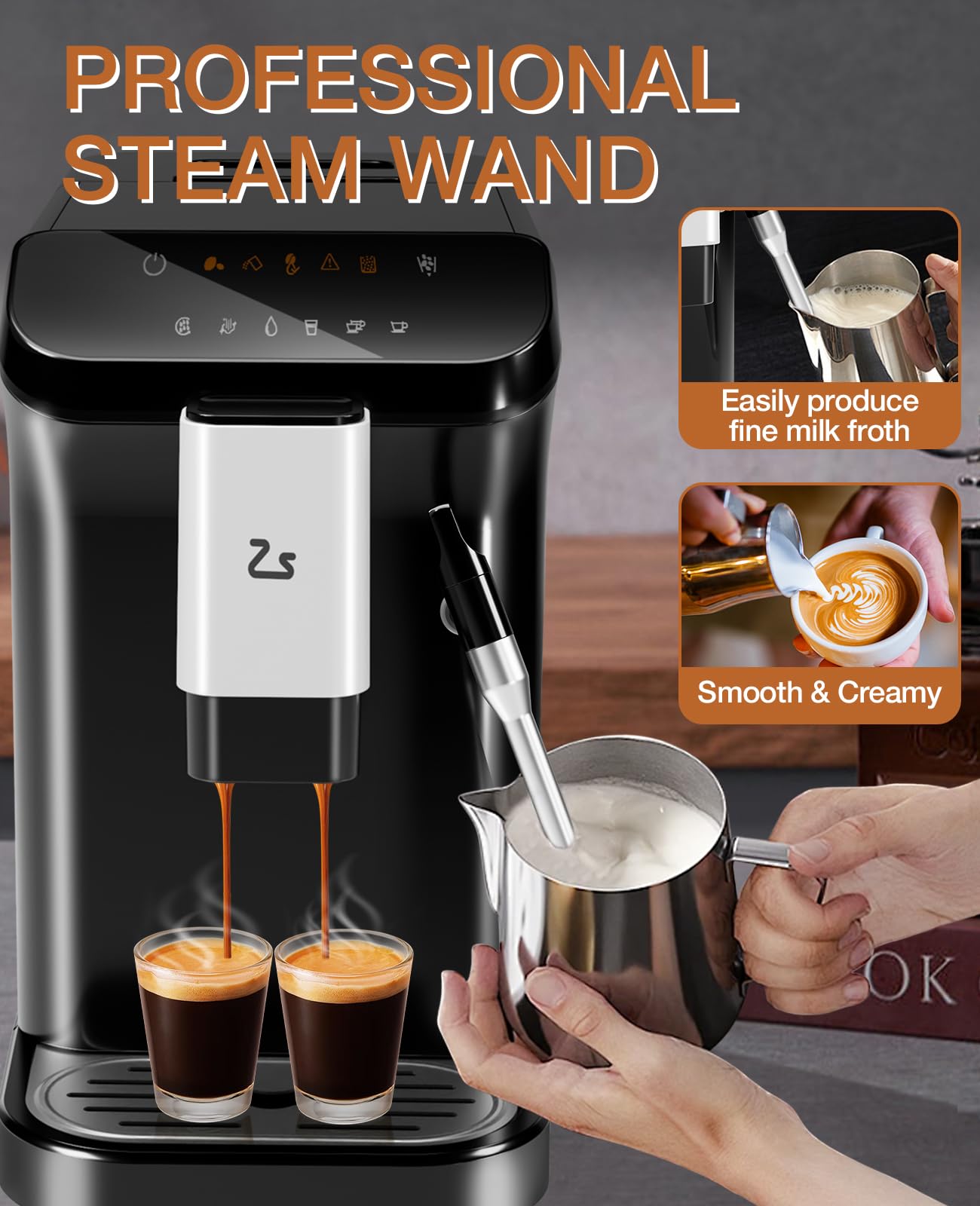 Premium 20 Bar Espresso Machine with Milk Frother - Adjustable Grind & 1.5L Tank - Perfect for Home Baristas & Coffee Lovers - Ideal for Morning Brews, Entertaining Guests & Coffee Shops