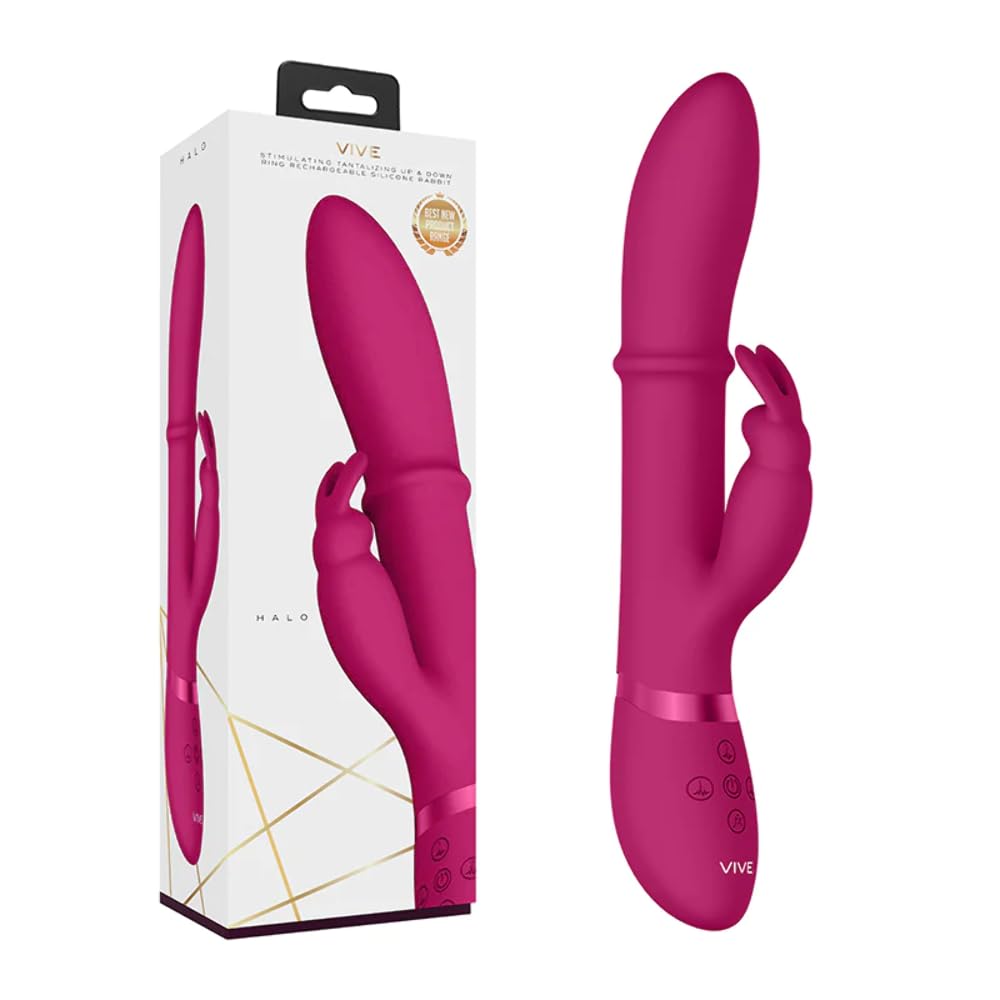 Vive Halo Stimulation Ring Rabbit Vibrator in Pink - Powerful Clitoral & G-Spot Stimulator for Women - Perfect for Solo Play & Couples Intimacy (VIVE023PNK)