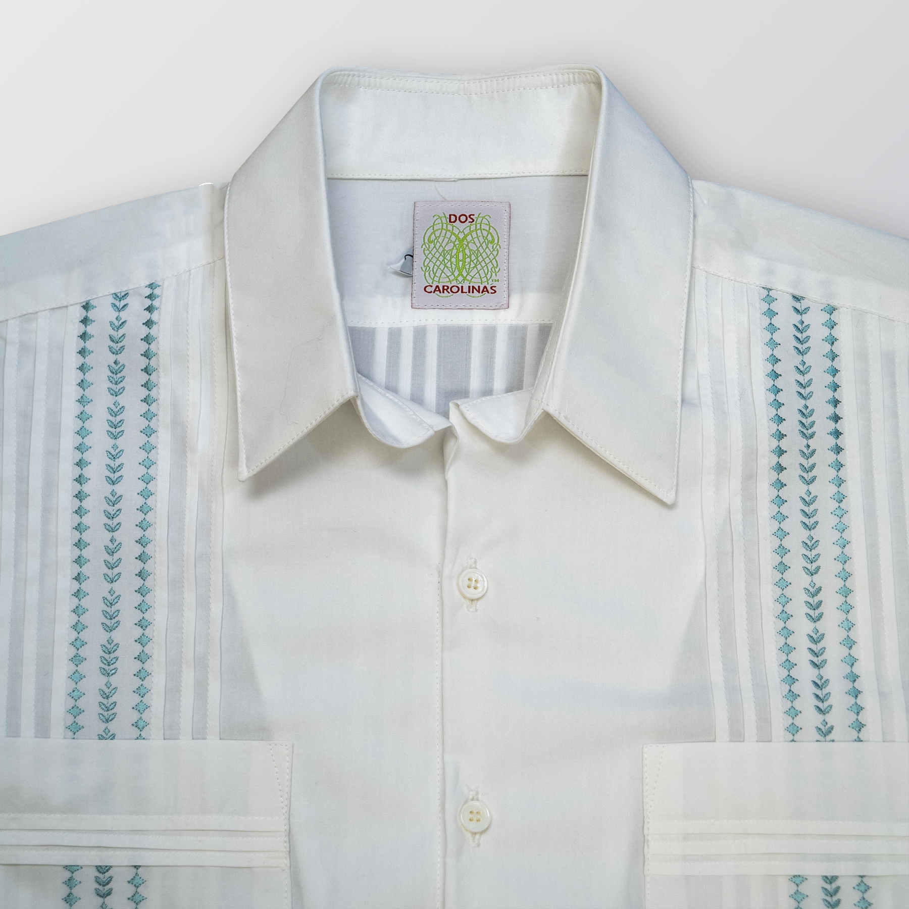 Authentic DOS CAROLINAS White Guayabera Long Sleeve Shirt for Men | Classic Cuban Style Wedding & Summer Casual Wear