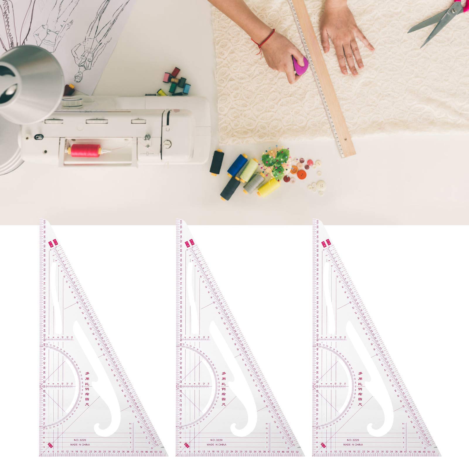 3Pcs Curve Cutting Ruler Set - Stainless Steel Anti-Oxidant Sewing Ruler for Clothing Design, Pattern Making, Quilting & Fabric Cutting - Perfect for DIY Dressmaking, Tailoring & Craft Projects