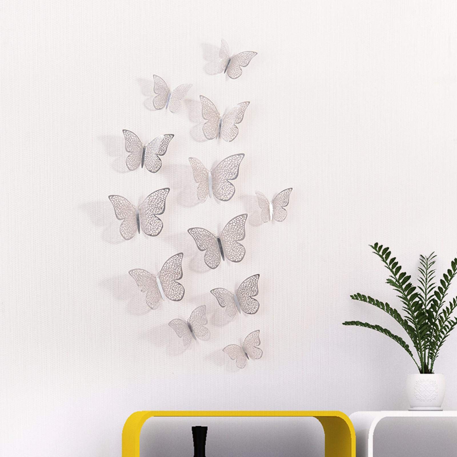3D Butterfly Wall Decals - 24PCS Silver Mirror Wall Stickers for Home Decor, DIY Party & Wedding Decoration - Perfect for Bedroom, Nursery, Living Room, Fridge & Mirror Decorations