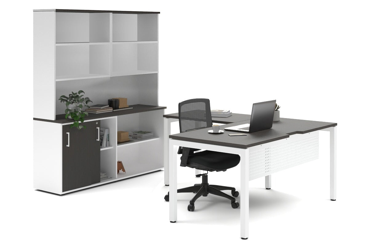 Quadro Square Legs L-Shaped Executive Desk with White Legs [1800L x 1700W] - Perfect for Home Office, Modern Workspace & Executive Suites