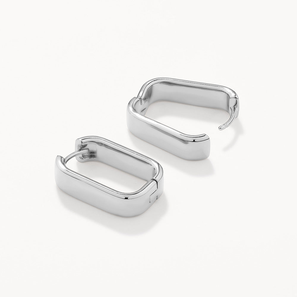 Chunky Silver Paperclip Earrings for Women - Trendy Midi Hoop Earrings for Everyday Wear & Gift Giving