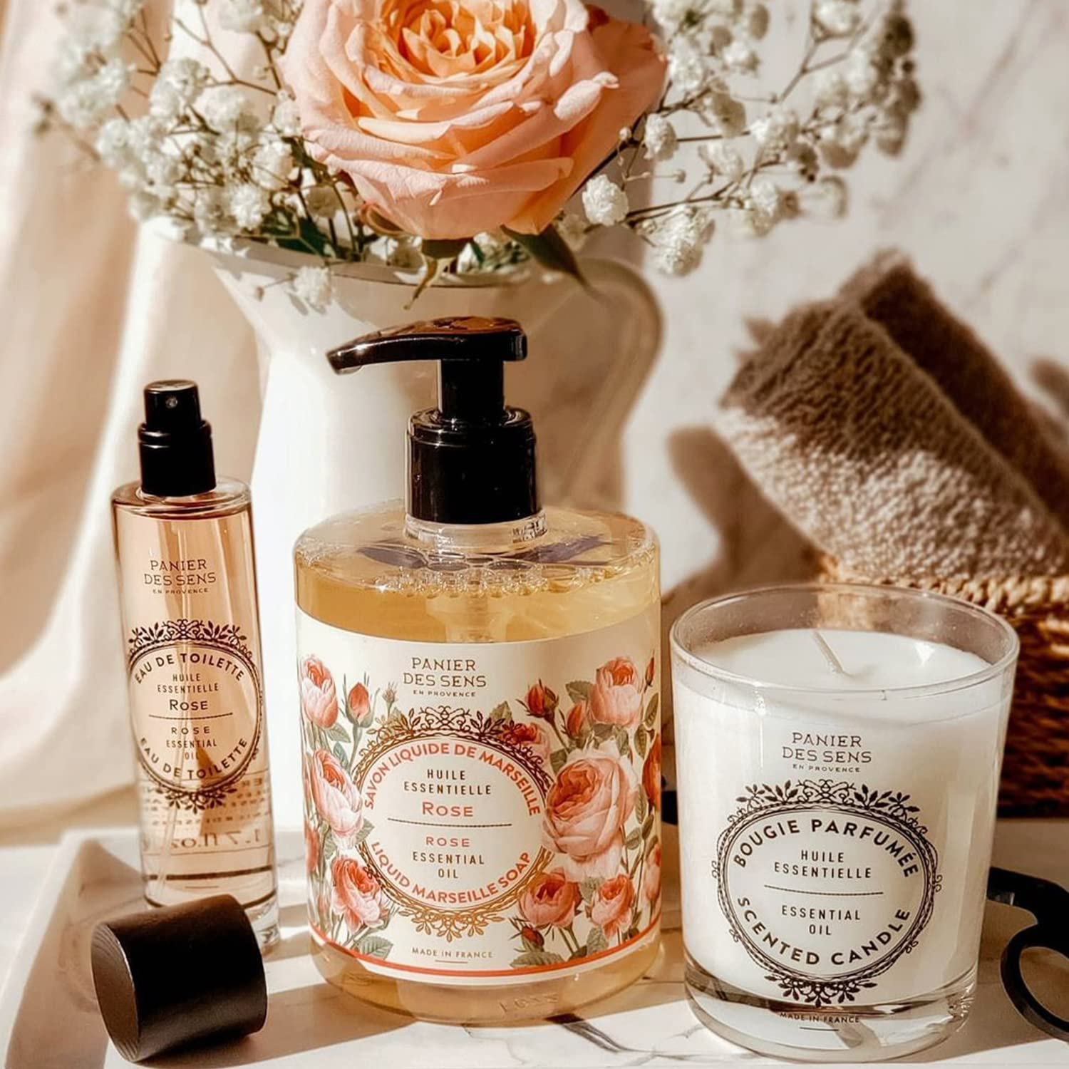 Panier des Sens Rose Candle - Natural Scented Home Decor for Relaxation & Gifts