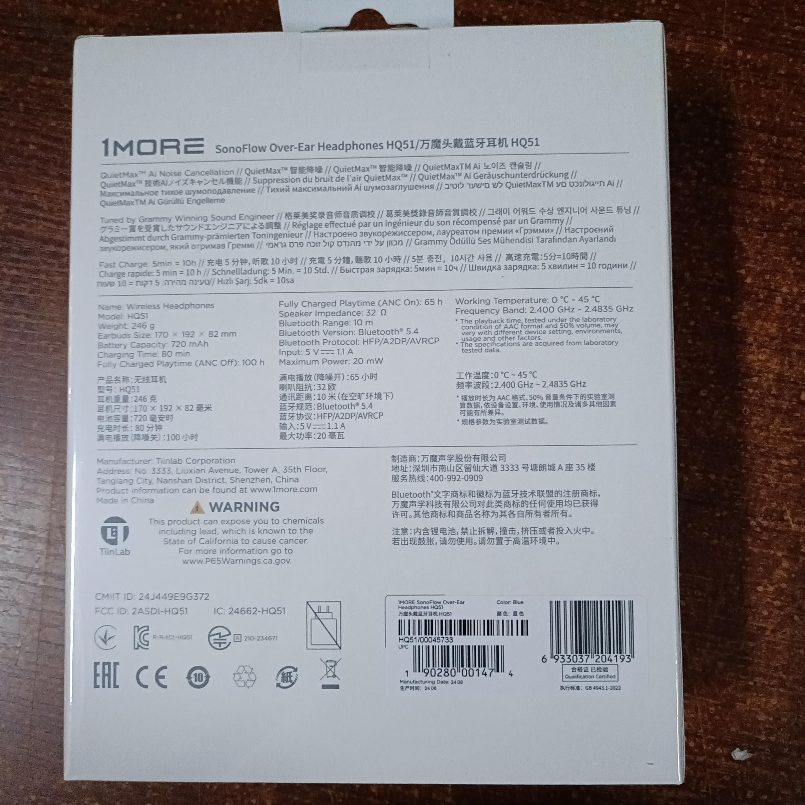1MORE SonoFlow-Pro Wireless Noise Cancelling Headphones - Over Ear Bluetooth 5.4 Headset with LDAC Hi-Res Audio, 100H Battery Life, QuietMax ANC, Comfortable Fit for Travel, Work & Gaming - Clear Calls & Premium Sound Quality