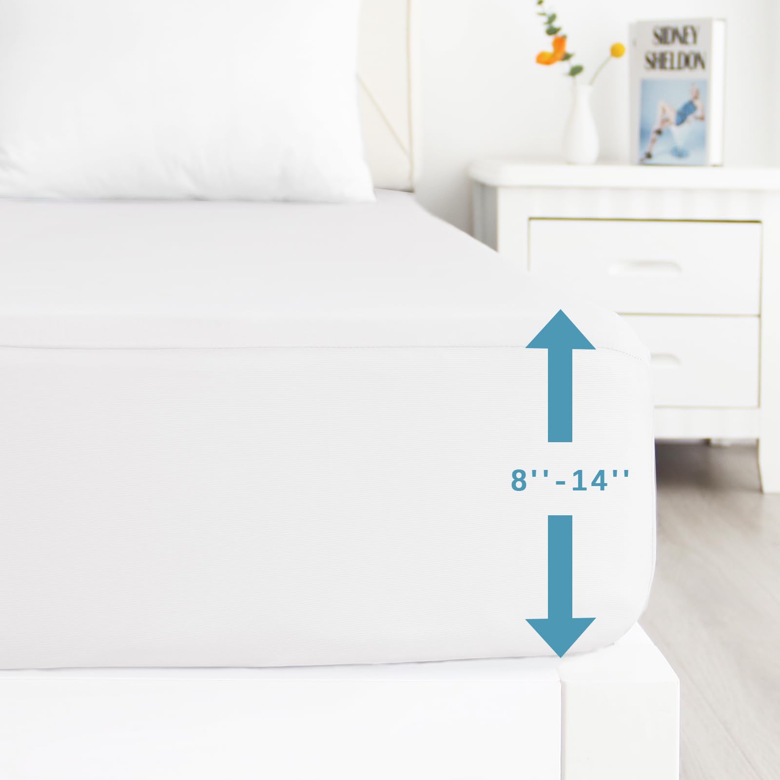 2 Pack Queen Size Waterproof Mattress Protector - Noiseless, Soft & Breathable Fitted Sheet with Deep Pocket (Up to 14