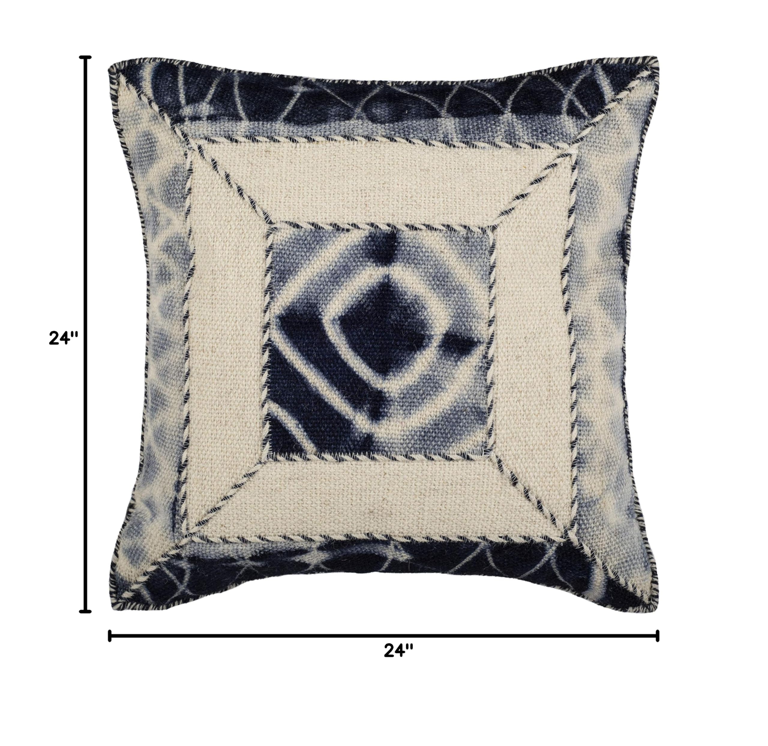 SAFAVIEH Dip-Dye Patch Medina Blue Throw Pillows (Set of 2) - 24 Inch Square Decorative Cushions for Sofa, Bed & Living Room
