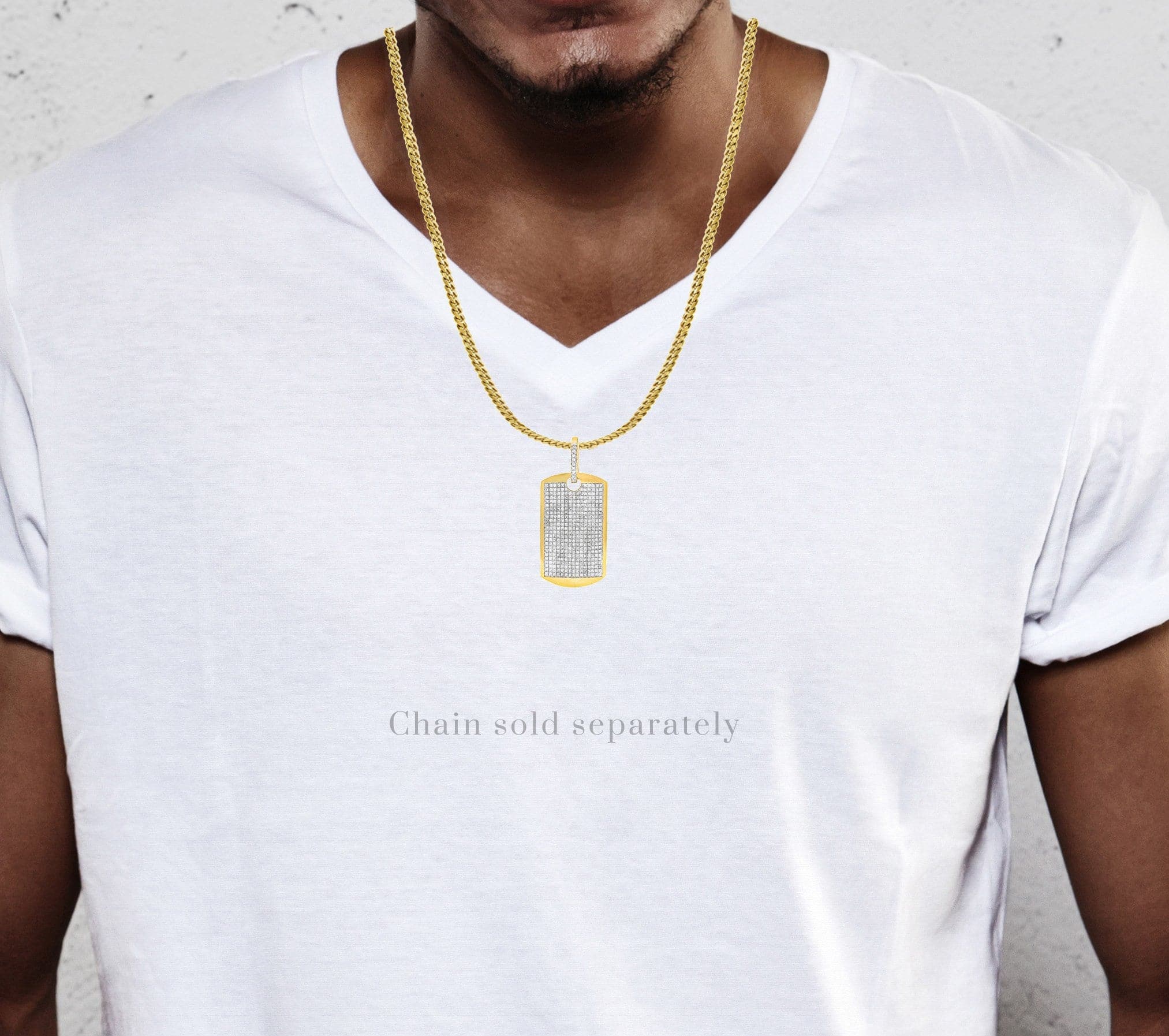Diamond Dog Tag Pendant Necklace - 14.44g Solid Gold 5.16ct Genuine Diamond Jewelry for Men - Perfect Gift for Military, Veterans & Fashion Statement
