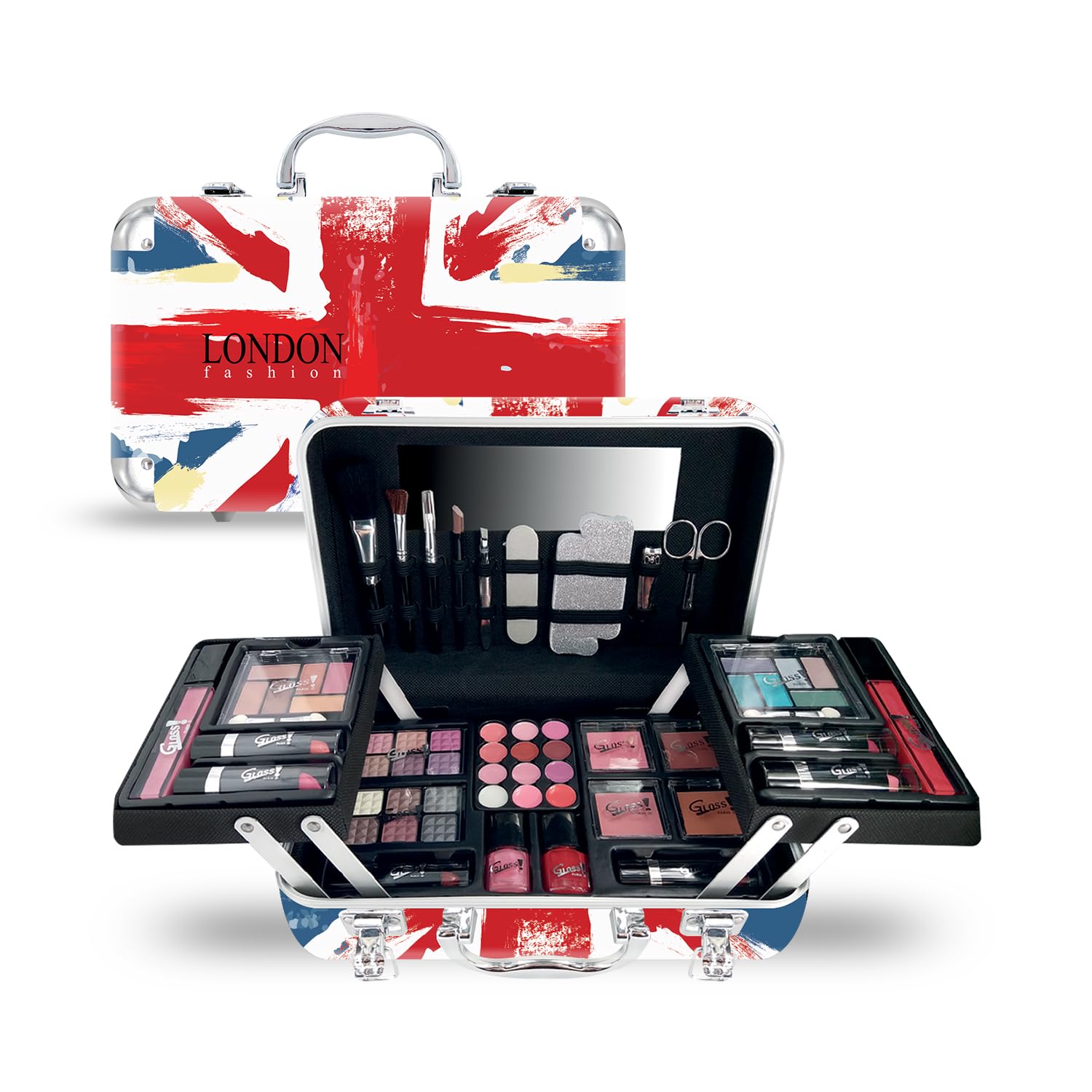 62 Pcs Beauty Makeup Case Set - Luxury Travel Cosmetic Organizer with Mirror, Perfect Gift for Women, Birthday, Christmas | Portable for Home, Travel, Salon Use