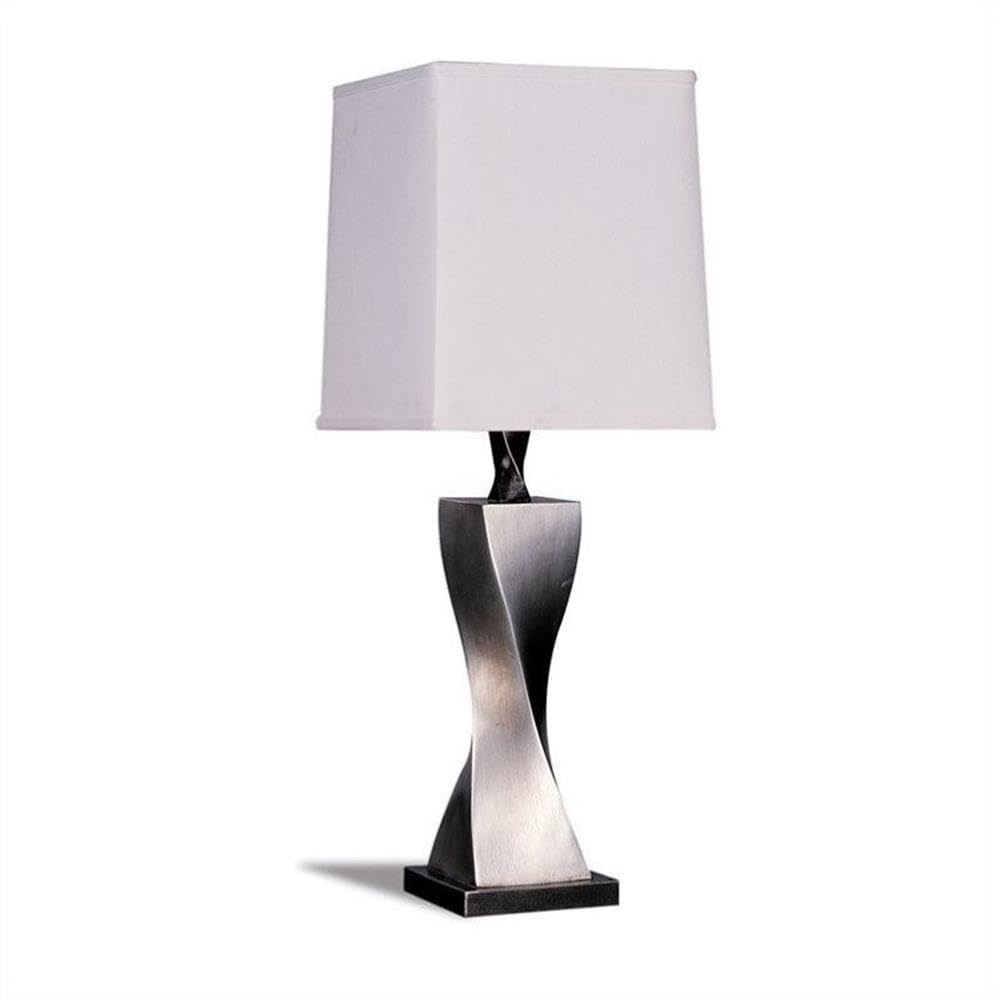 Silver Twisted Base Table Lamp Set of 2 - Modern Bedside Lighting for Bedroom, Living Room & Office Decor