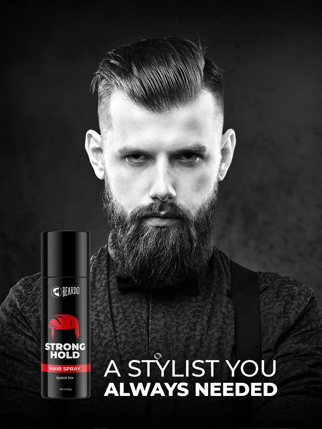 Beardo Strong Hold Hair Spray for Men - 192ml | Long Lasting Hair Styling & Setting Spray with Natural Shine | Perfect for Daily Use, Special Occasions & Professional Styling