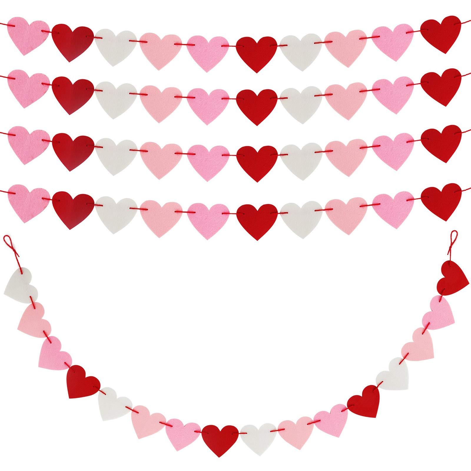Anniversary Burlap Banner - Pre-Assembled Home Decor with 2 Felt Heart Garlands for Fireplace Mantle, Wall & Party Decorations | Perfect for Wedding Anniversaries, Romantic Home Decor & Special Occasions
