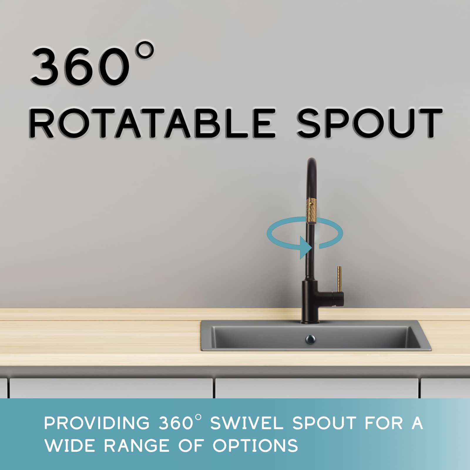 Strictly Sinks Pull Down Kitchen Faucet - Black & Gold Finish with Pull Out Sprayer, 360° Swivel Spout, Dual Spray & Stream Modes | Perfect for Modern Kitchens, Dishwashing & Food Prep