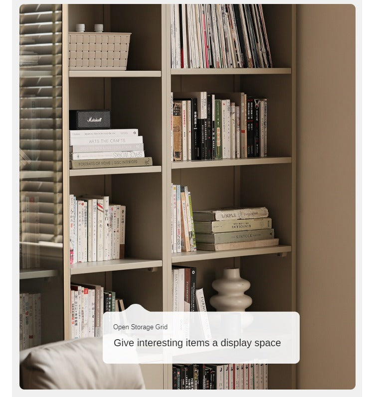 Premium Poplar Solid Wood Bookcase - Light Luxury Style for Home Office, Living Room & Library | Modern Wooden Bookshelf Organizer