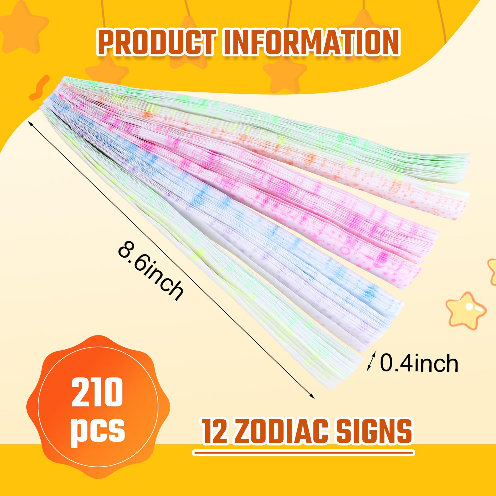 Luminous Star Origami Paper Strips Kit - 210 Sheets with 12 Zodiac Signs for DIY Lucky Star Crafting | Perfect for Gift Giving, Home Decor & Stress Relief