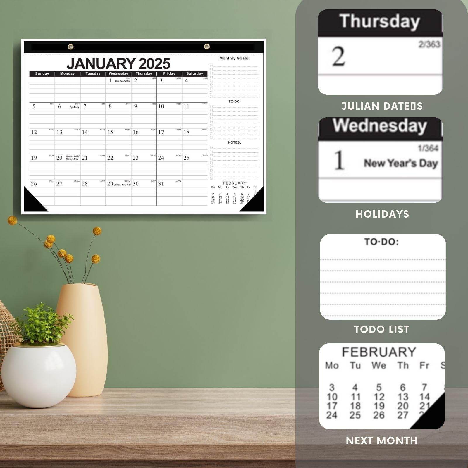 2025-2026 Large 18-Month Wall Calendar with Julian Dates | Jan 2025 - Jun 2026 | 17