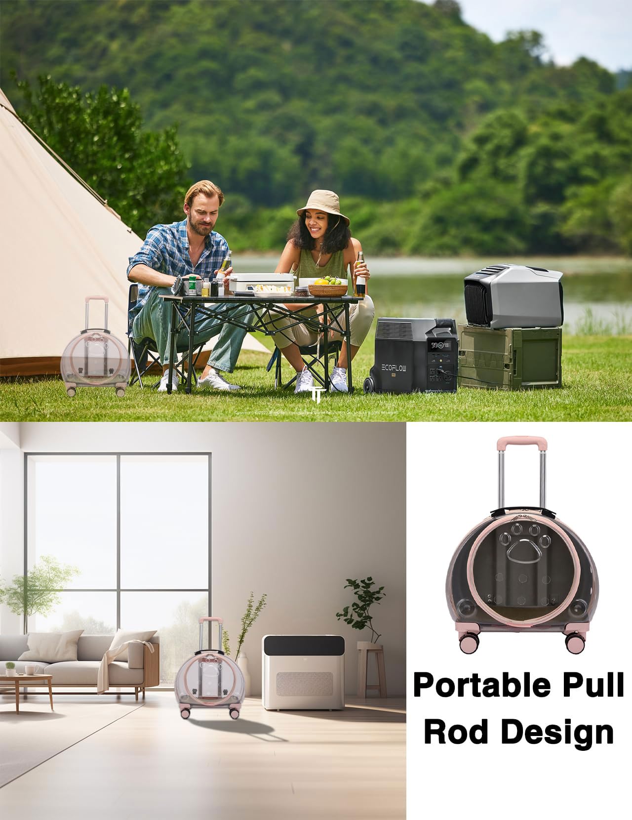 Portable Bubble Pet Carrier Backpack - Durable, Breathable Travel Trolley Case for Small Pets (Dogs, Cats, Rabbits) - Deep Pink | Perfect for Air Travel, Vet Visits & Outdoor Adventures