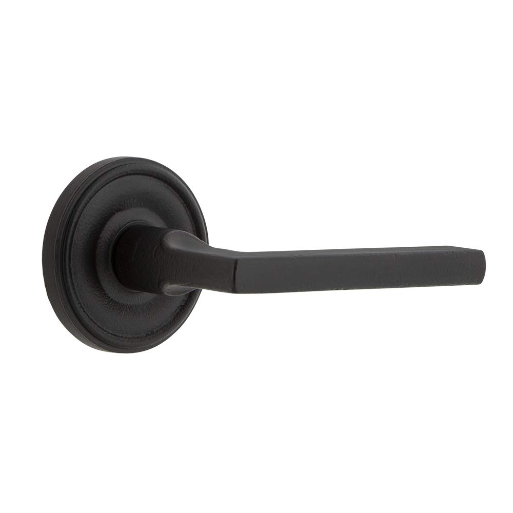 Black Iron Ageless Iron Loch Rosette Privacy Dirk Lever - Vintage Style Door Hardware for Home Security & Privacy