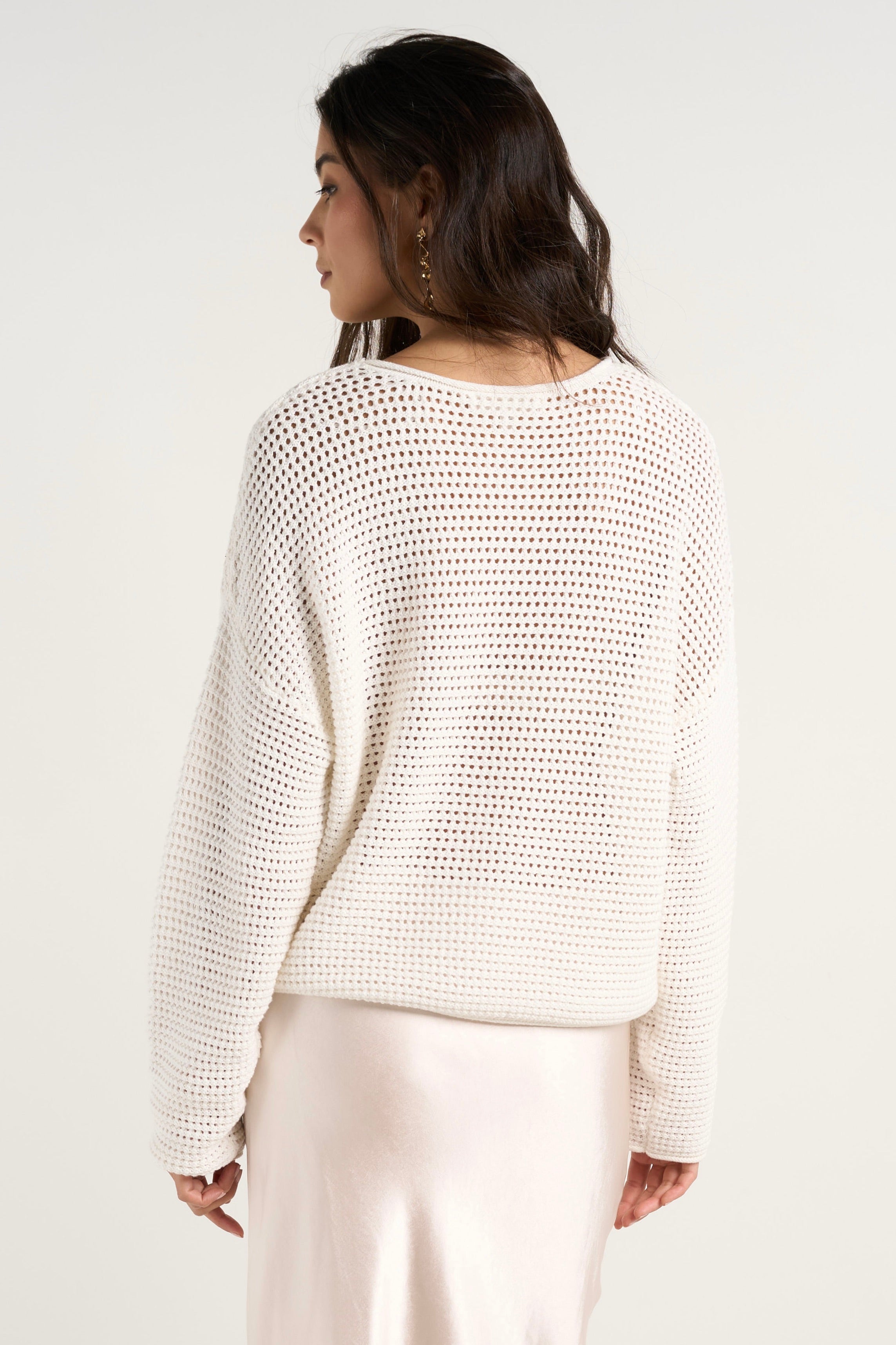 Dawn Ivory Crochet Knit Jumper Sweater for Women - Soft Chunky Handmade Pullover - Perfect for Fall, Winter & Cozy Home Wear