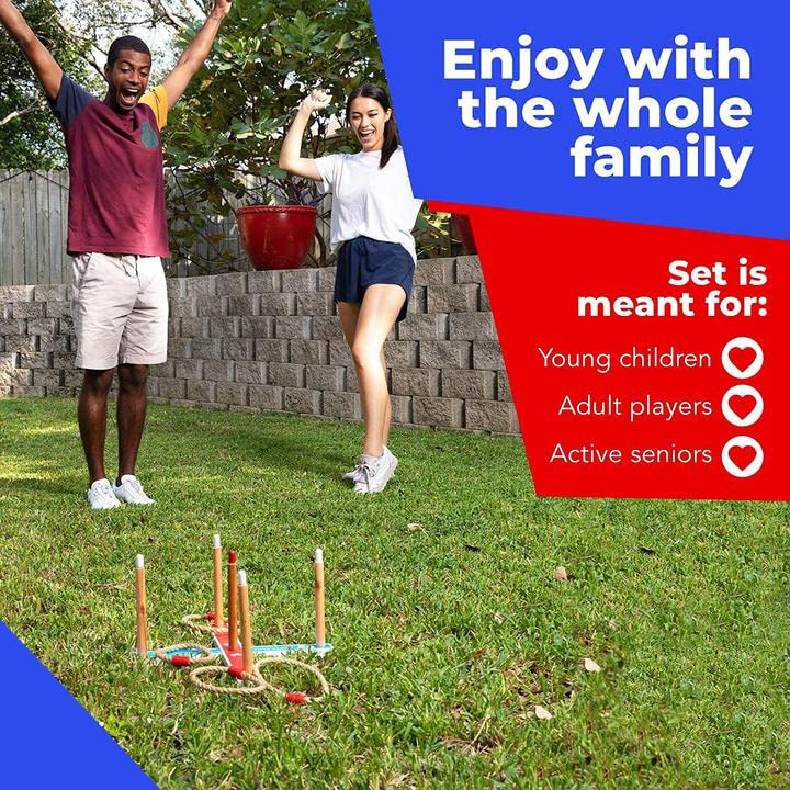Elite Sportz Ring Toss Game Set - Outdoor Yard Games for Kids & Adults - Fun Backyard Toys for Family Gatherings, Birthday Parties, Picnics and BBQ Events - Perfect Lawn Game for Ages 4-8+