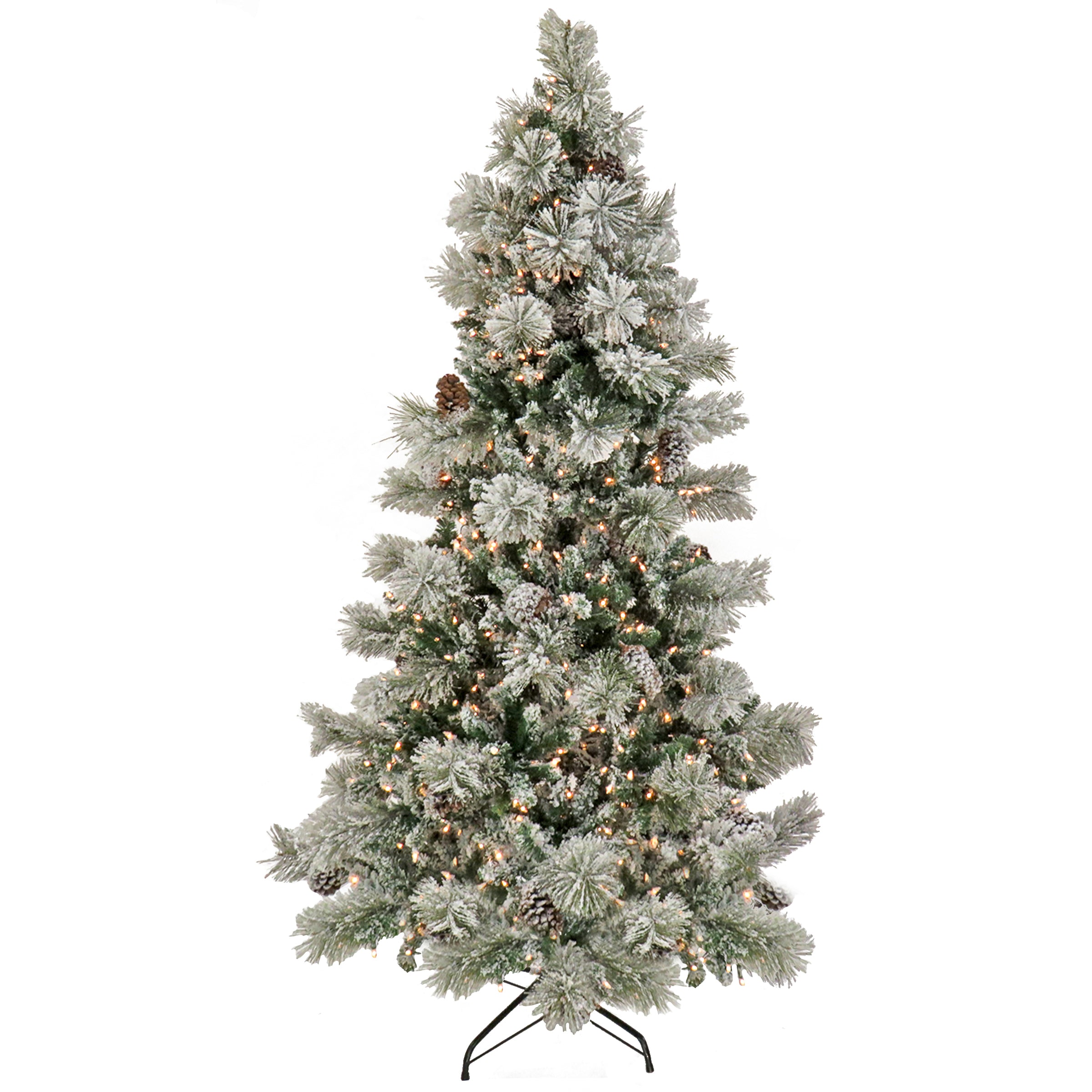 6.5 ft Pre-Lit Snowy Yorkshire Christmas Tree with Clear Incandescent Lights - Perfect for Holiday Home Decor, Living Room, Office & Festive Party Decoration