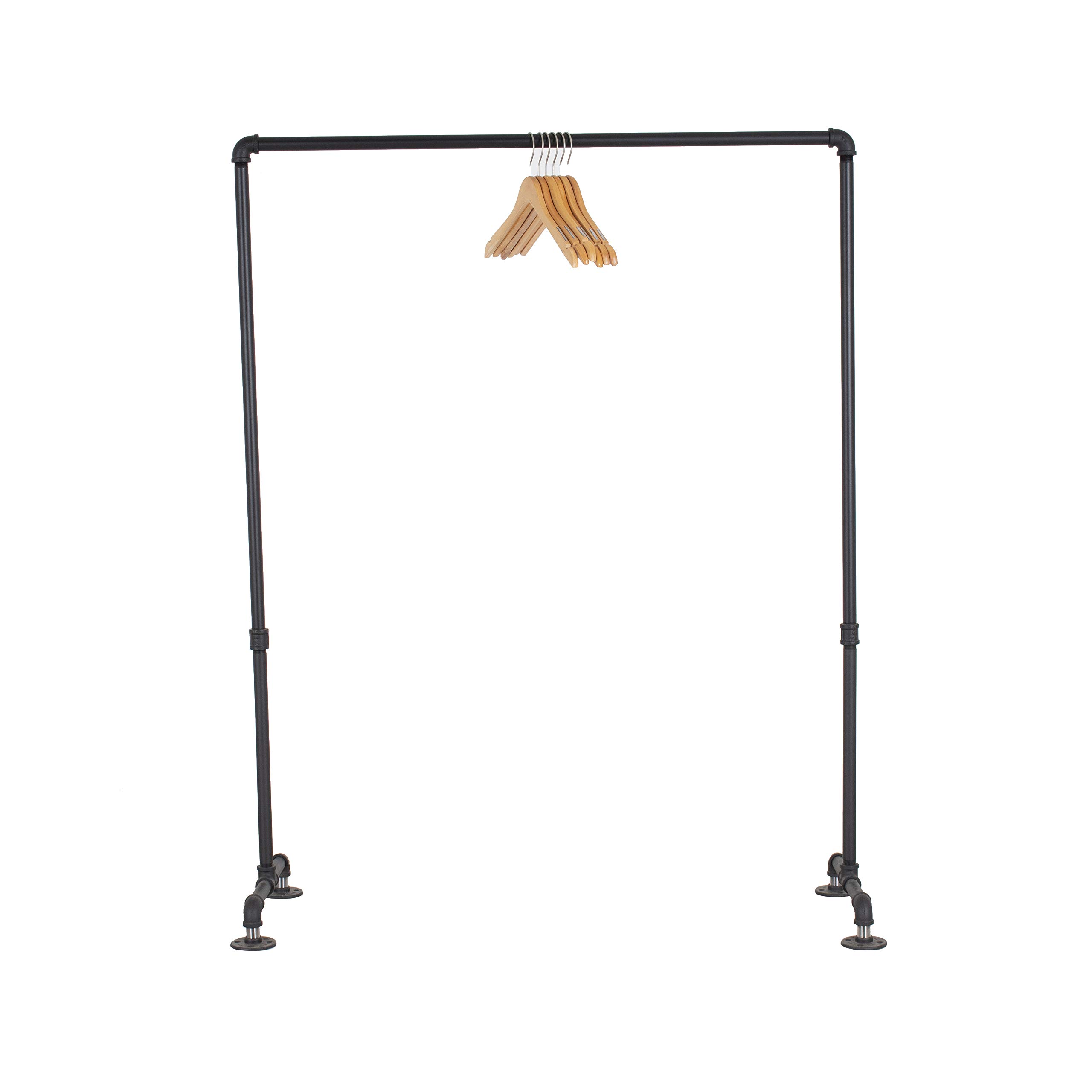 William Roberts Vintage Industrial Heavy Duty Hanging Rod Garment Rolling Closet Organizer Rack - 48 Inch with Flange Feet for Bedroom, Closet & Laundry Room Organization
