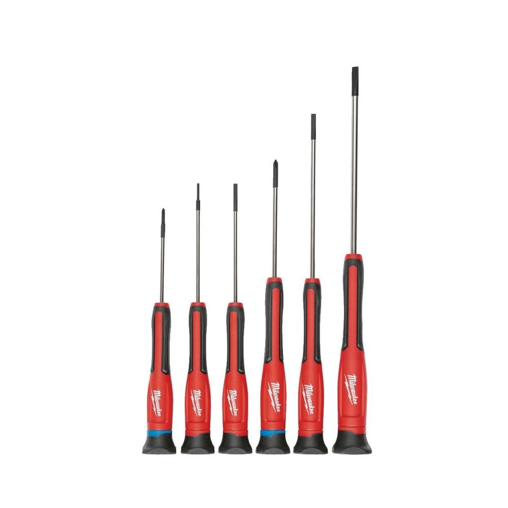 Milwaukee 6-Piece Fine Screwdriver Set with PH/SL Tips - Precision Tools for Electronics, Jewelry & Small Appliance Repair