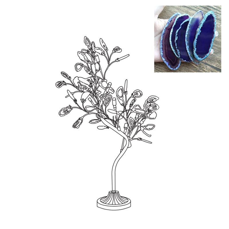 Agate Table Lamp - Natural Stone Nightstand Lamp for Bedroom, Living Room, Office - Handcrafted Crystal Base with Warm White LED Bulb - Perfect for Home Decor, Meditation & Relaxation Spaces