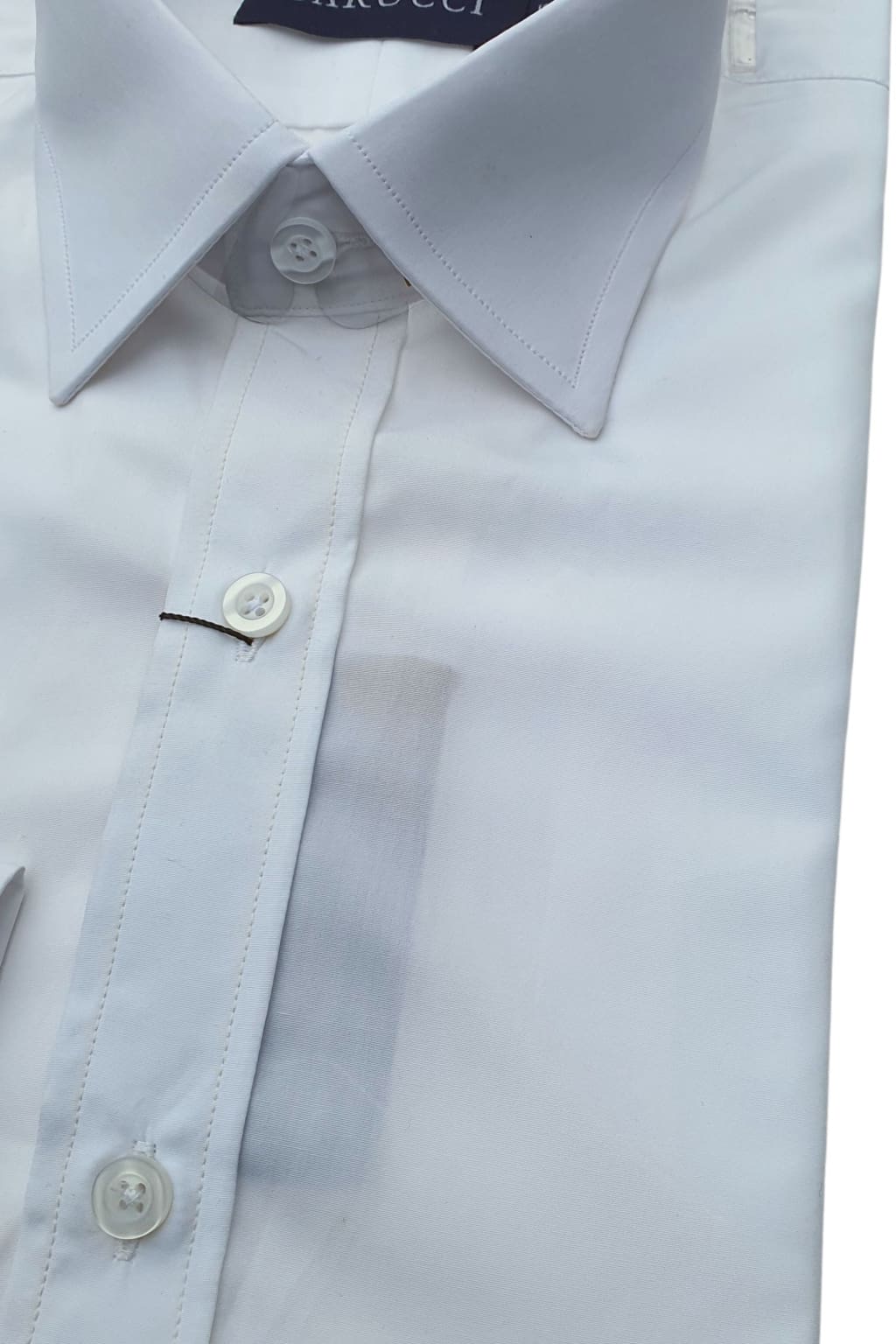 Barucci Men's White Slim Fit Cotton Dress Shirt with Single Cuff - Perfect for Business Casual & Formal Office Wear