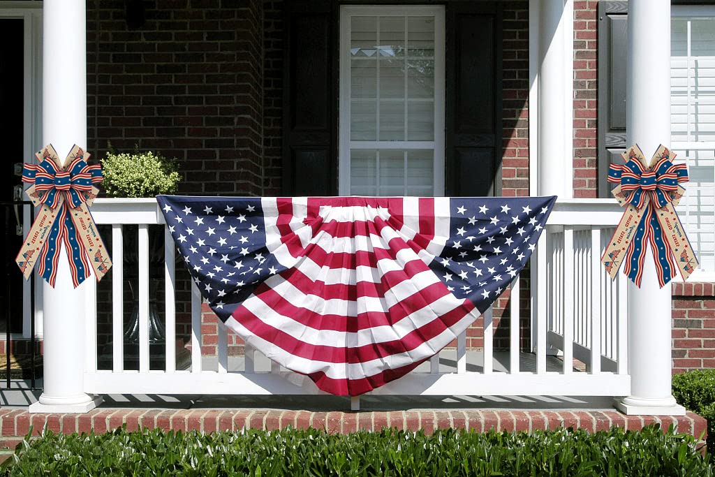 American Flag Wreath Bows - Patriotic Burlap Decor for Memorial Day & 4th of July
