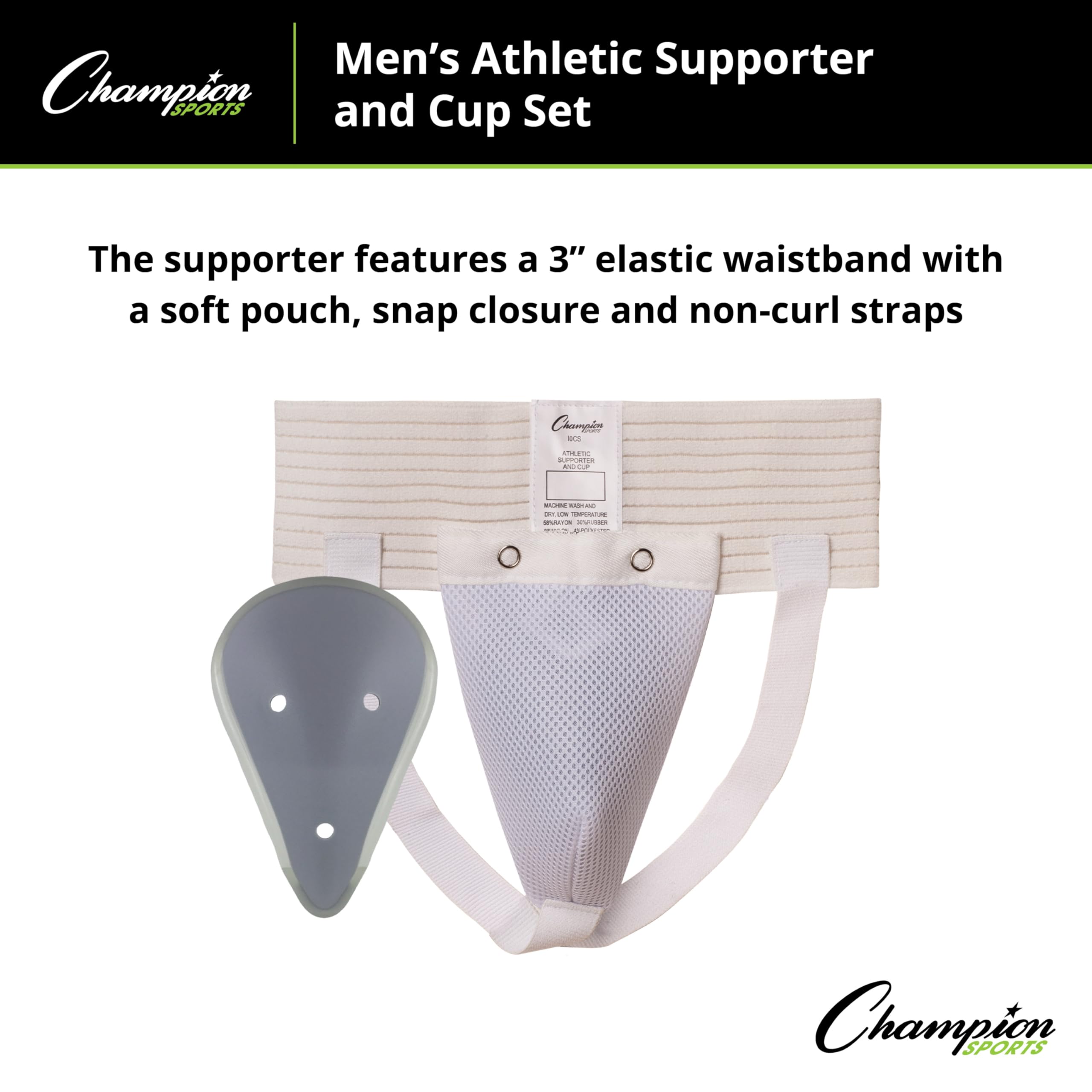 Champion Sports Men's Athletic Cup Supporter - Protective Groin Guard for Baseball, Football, Hockey & Martial Arts - Comfortable Sports Safety Gear for Active Men