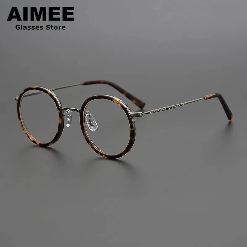 Stylish Aimee Unisex Full Rim Round Titanium Acetate Eyeglasses Frame 2804 - Lightweight & Durable for Work, Reading & Everyday Wear