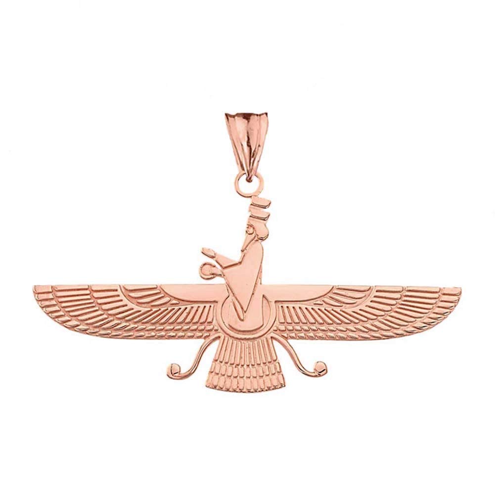 14k Rose Gold Persian Faravahar Pendant Necklace - Elegant Zoroastrian Jewelry for Women, Gift for Persian Culture Lovers | Perfect for Special Occasions, Religious Ceremonies & Cultural Events