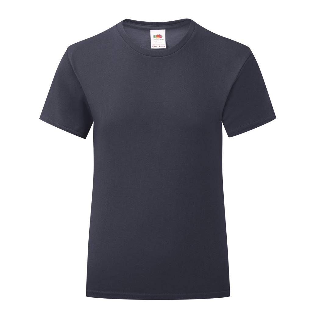 Fruit of the Loom Girls Iconic T-Shirt for Ages 7-8 | Light Graphite Cotton Tee | Casual Wear, School Uniform & Everyday Outfits