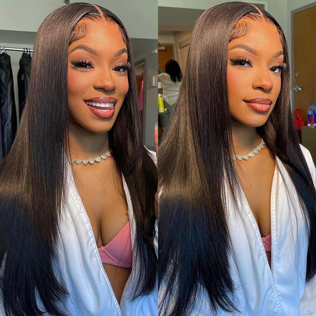ISEE Hair 10A Brazilian Straight Human Hair Wigs - Transparent Lace Front Wig 180% Density for Black Women | Pre-Plucked with Baby Hair & Bleached Knots | 13x4 Lace Closure, 28 Inch Natural Color | Perfect for Daily Wear, Special Occasions & Protective Styling
