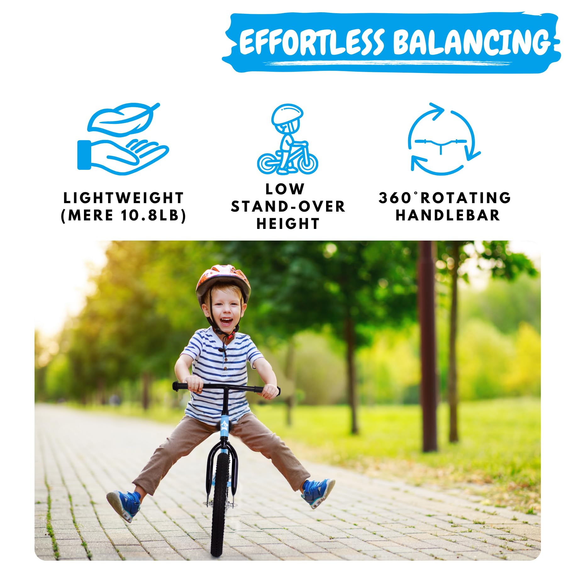 16 Inch Balance Bike for Kids Ages 5-8 - No Pedal Push Bike with Air Tires & Footrests - First Toddler Bicycle for Boys & Girls - Perfect for Learning Balance & Outdoor Play