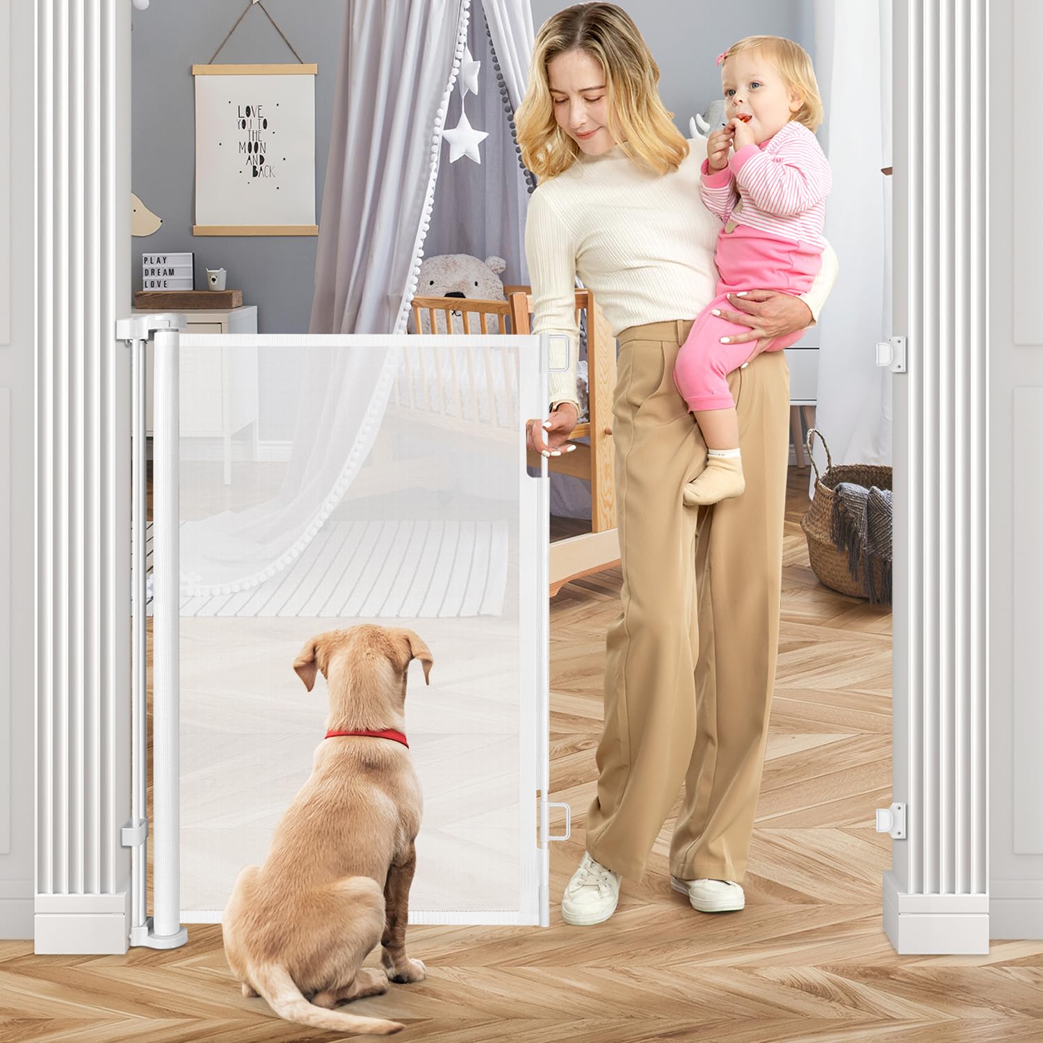 42 Inch Extra Tall Retractable Baby Gate - 55